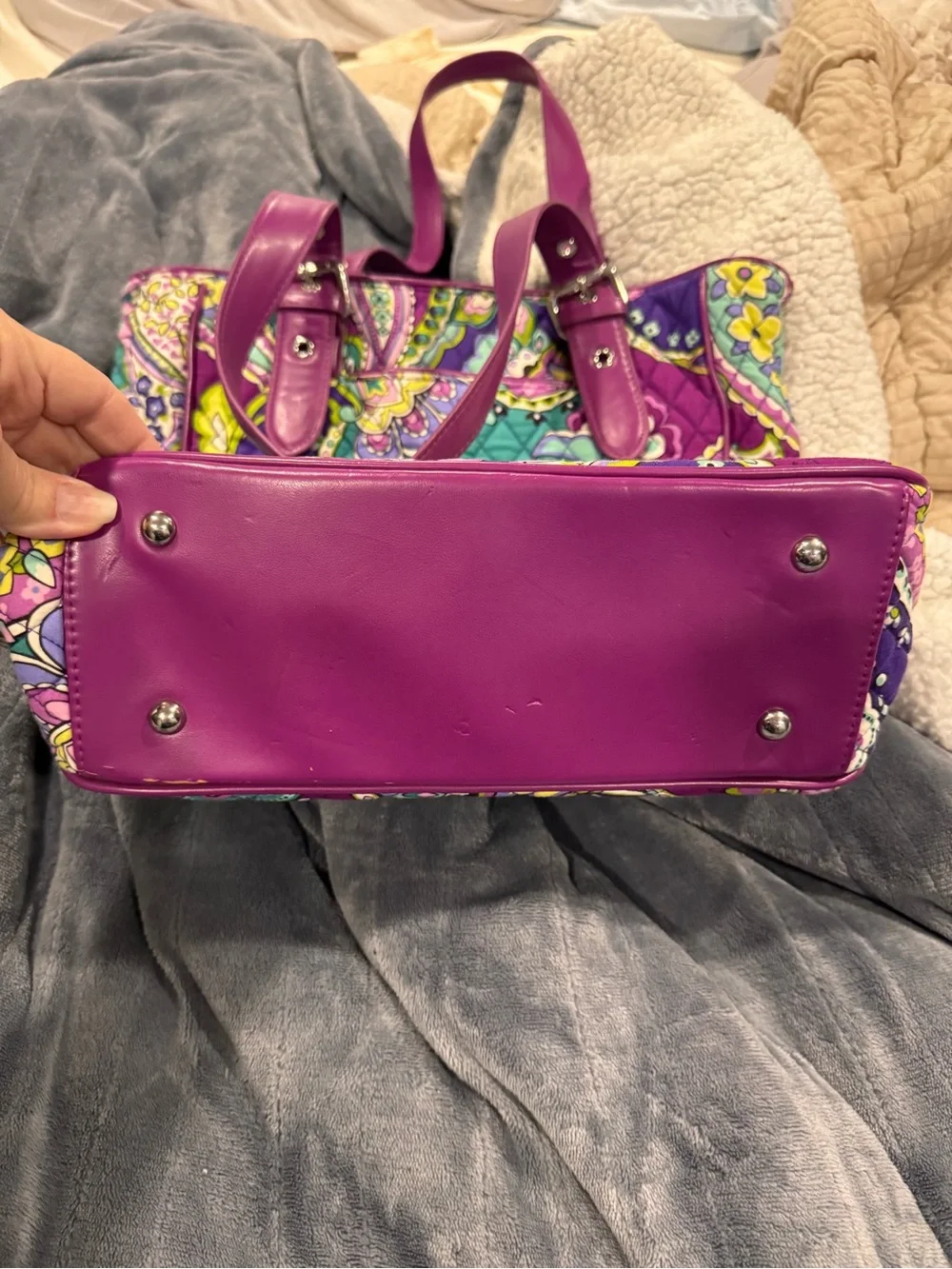 Vera Bradley Purple Teal Paisley Quilted 4 PIECE Set;2 pieces still have tags.